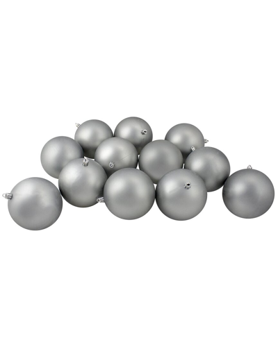 Northern Lights Northlight 12ct Pewter Gray Shatterproof Matte Christmas Ball Ornaments 4in (100mm)