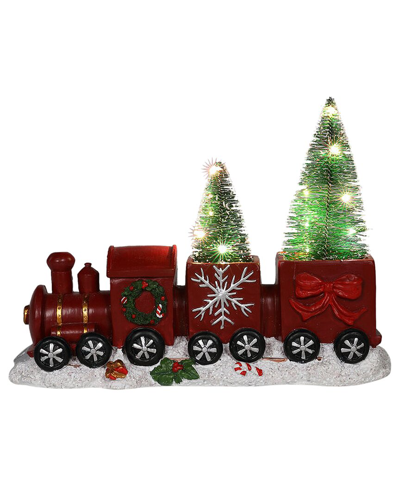 Northern Lights Northlight 12in Red And Gold Christmas Train With Led Lighted Frosted Trees Tabletop Decoration