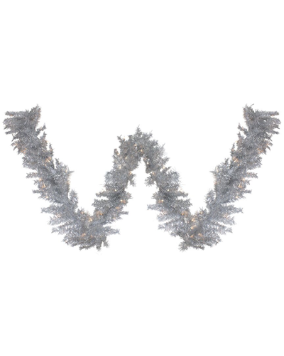 Northern Lights Northlight 9ft X 12in Pre-lit Silver Tinsel Artificial Christmas Garland Clear Lights
