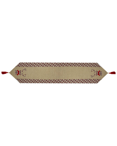 Northern Lights Northlight 36in Red And Brown Burlap And Plaid Reindeer Christmas Table Runner
