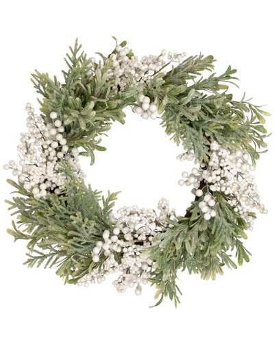 Northern Lights Northlight White Berry And Frosted Pine Christmas Wreath 28-in Unlit In Green