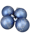 Northern Lights Northlight 4ct Matte Blue Branches Glass Ball Christmas Ornament 2.5in In Blue