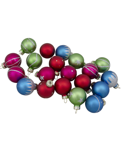Northern Lights Northlight Set Of 20 Glass Christmas Decorations And Tree Topper 1.25in (35mm) In Red