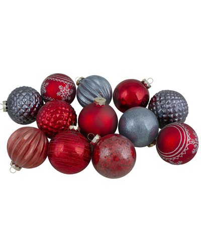 Northern Lights Northlight Set Of 12 Red And Blue Finial And Glass Ball Christmas Ornaments In Multi