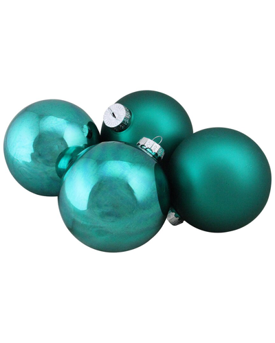 Northern Lights Northlight 4ct Turquoise Blue 2-finish Glass Ball Christmas Ornaments 4in