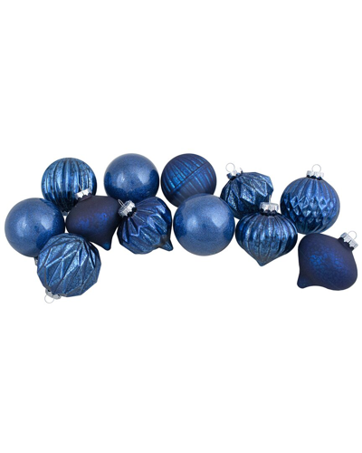 Northern Lights Northlight Set Of 12 Blue Finial And Glass Ball Christmas Ornaments