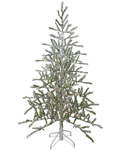 Northern Lights Northlight 5ft Pre-lit Medium Flocked Alpine Twig Artificial Christmas Tree - Warm White Lights In Green