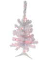 Northern Lights Northlight 2ft Pre-lit Woodbury White Pine Slim Artificial Christmas Tree Pink Lights In White