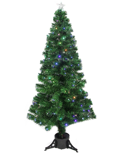 Northern Lights Northlight 6ft Pre-lit Led Color Changing Fiber Optic Christmas Tree With Star Tree Topper In Green