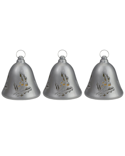 Northern Lights Northlight Set Of 3 Musical Lighted Silver Bells Christmas Decorations 6.5in