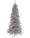 Northern Lights Northlight 7.5ft Pre-lit Silver Tinsel Pine Slim Artificial Christmas Tree - Clear Lights In Silver