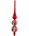 Northern Lights Northlight 14.75in Red And White Glass Finial Christmas Tree Topper In Red