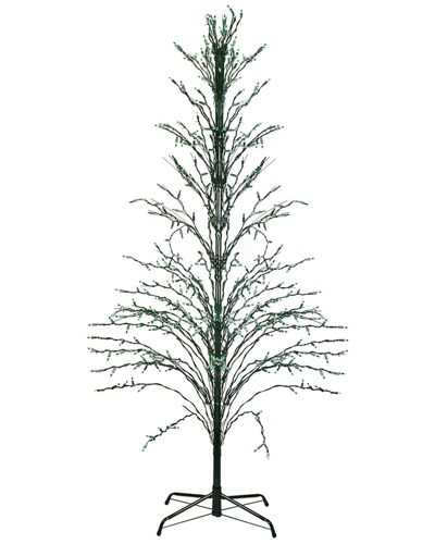 Northlight 9ft Black Pre-lit Artificial Cascade Twig Christmas Tree - Green Lights