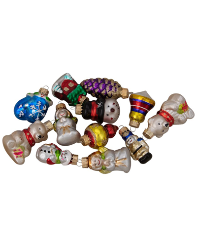 Northlight 12ct Gold 2-finish Iconic Winter Christmas Glass Figurine Ornaments  2.25in