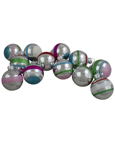 Northlight 12ct Silver And Pink Shatterproof 2-finish Christmas Ball Ornaments  2.25in (55mm)