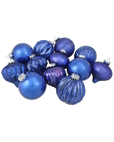 Northlight 12ct Royal Blue Multi Finish With Various Shaped Christmas  Ornaments 3.75in