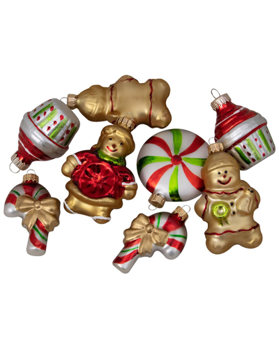 Northlight Pack Of 8 Gold And Red Gingerbread Men With Sweet Treats Christmas  Ornaments 3in