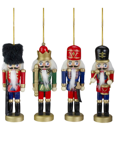 Northlight Set Of 4 Assorted Classic Nutcracker Ornaments 5.25in In Red