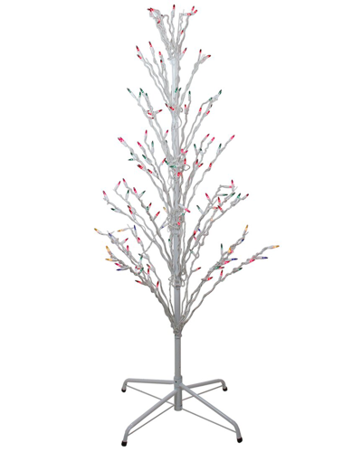 Northlight 4ft White Lighted Christmas Cascade Twig Tree Outdoor Decoration - Multi Lights
