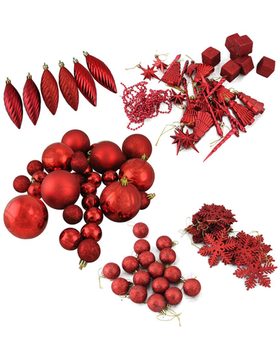 Northlight 125ct Apple Red Shatterproof 3-finish Christmas Ornaments 5.5in