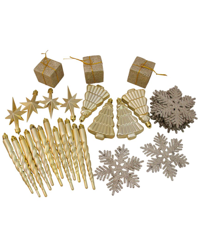 Northlight 125ct Champagne Gold Shatterproof 4-finish Christmas Ornaments 5.5in (140mm)
