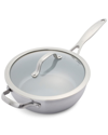 GREENPAN GREENPAN VENICE PRO TRI-PLY STAINLESS STEEL HEALTHY CERAMIC NONSTICK 3QT CHEF SAUTE PAN WITH HELPER 