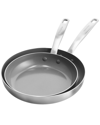 GREENPAN GREENPAN CHATHAM STAINLESS STEEL HEALTHY CERAMIC NONSTICK 8” & 10” FRYPAN SET