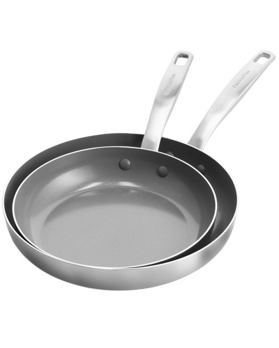 Greenpan Chatham Stainless Ceramic Nonstick 2-pc. Frypan Set In Silver