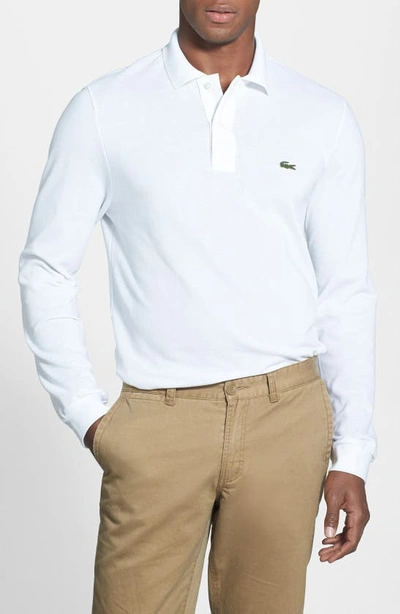 Lacoste Regular Fit Long Sleeve Piqué Polo In White