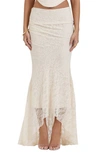 House Of Cb Therese Floral Lace Maxi Skirt In Vintage Cream