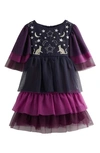 MINI BODEN KIDS' HALLOWEEN EMBROIDERED COLORBLOCK TIERED TULLE DRESS