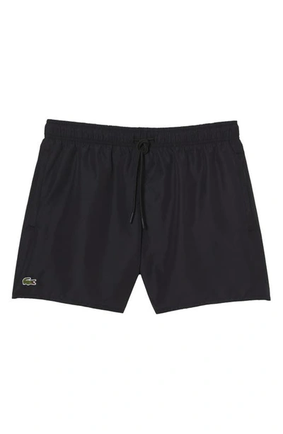 Lacoste Recycled Polyester Swim Trunks In Black