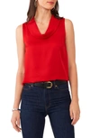 Vince Camuto Hammered Satin Sleeveless Cowl Neck Top In Ultra Red