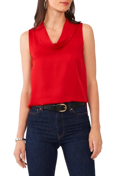 Vince Camuto Hammered Satin Sleeveless Cowl Neck Top In Ultra Red