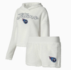 CONCEPTS SPORT CONCEPTS SPORT  WHITE TENNESSEE TITANS FLUFFY PULLOVER SWEATSHIRT & SHORTS SLEEP SET