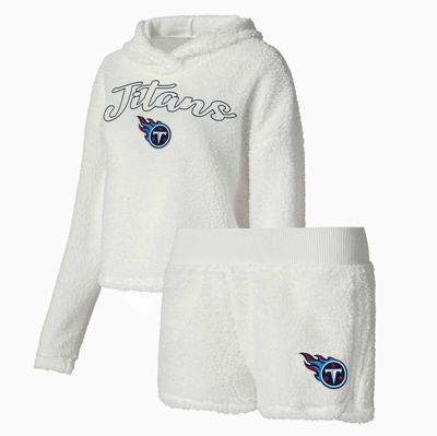 Concepts Sport White Tennessee Titans Fluffy Pullover Sweatshirt & Shorts Sleep Set