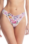 Hanky Panky Print Lace Original Rise Thong In Pressed Boquet Print