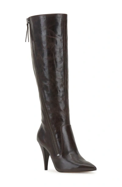 Vince Camuto Alessa Knee High Pointed Toe Boot In Coffee Bean Leather