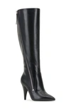 Vince Camuto Alessa Knee High Pointed Toe Boot In Black Leather