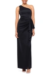 Xscape Women's One-shoulder Ruffled Long Fit & Flare Dress In Black