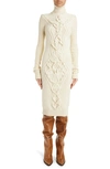 Isabel Marant Adrienne Cable-knit Merino Wool-blend Turtleneck Midi Dress In Ecru