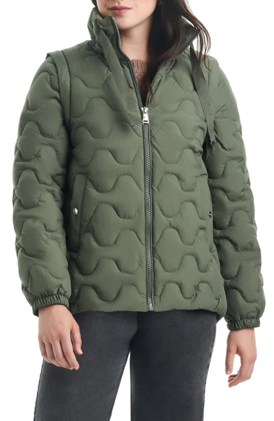 Sanctuary Onion Quilted Convertible Puffer Jacket In Sage