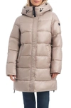 Sanctuary Hooded Puffer Coat In Taupe