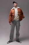 TOPMAN PUFFER JACKET WITH FAUX SHEARLING COLLAR