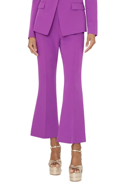 Milly Kj Side-slit Cropped Cady Trousers In Vivid Violet