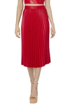 Milly Women's Rayla Pleated Vegan Leather Midi-skirt In Red