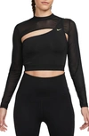 Nike Pro Long Sleeve Crop Top In Black