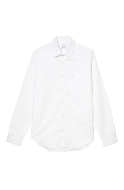 Lacoste Regular Fit Premium Cotton Shirt - 18 - 46 In White