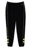 Lacoste Knit Track Pants In Noir/ Limeira