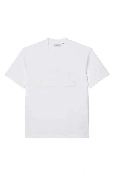 Lacoste Relaxed Fit Logo Patch Cotton T-shirt In Blanc